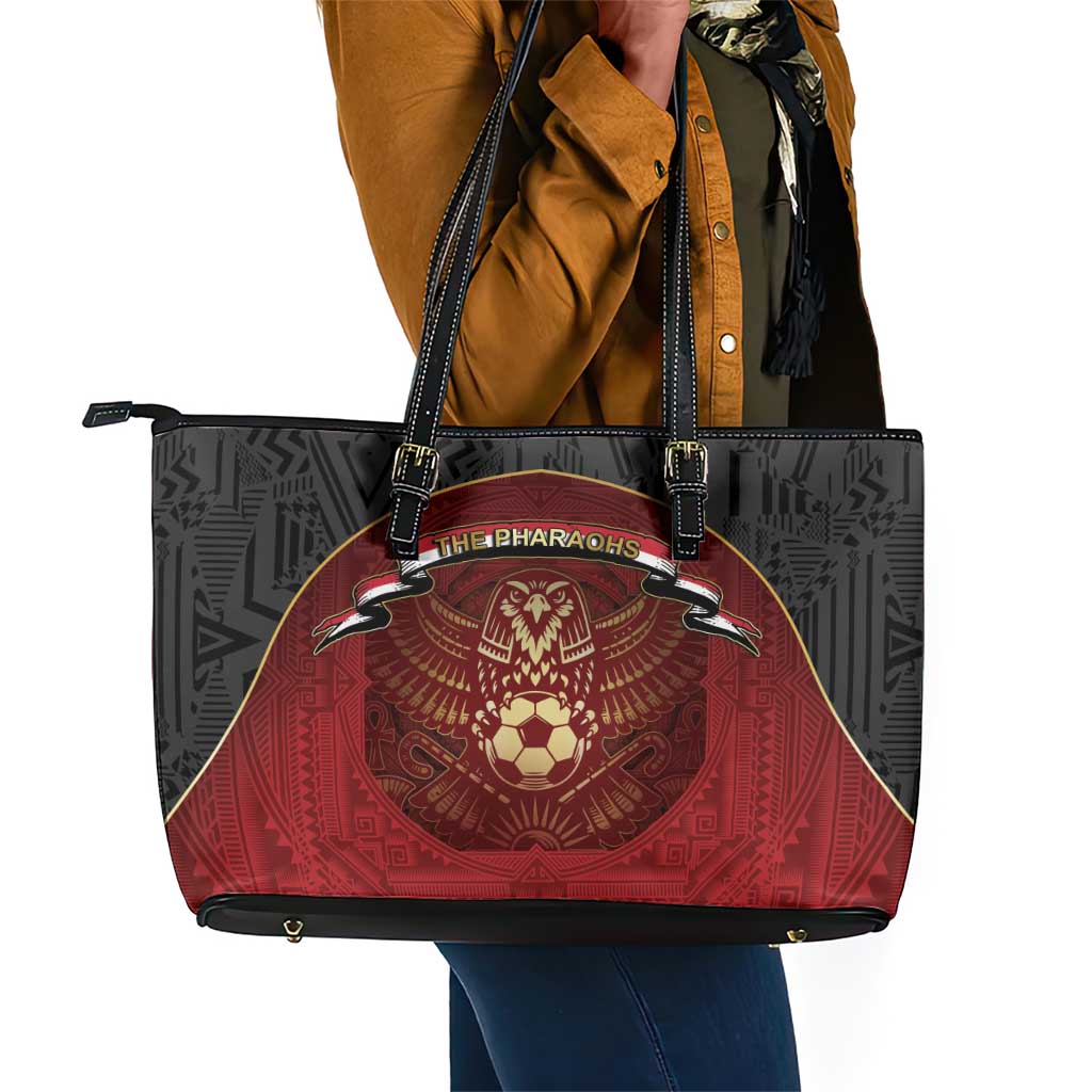 Egypt Football Leather Tote Bag Tribal Eagle With Ancient Egyptian Patterns