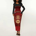Custom Egypt Football Long Sleeve Bodycon Dress Tribal Eagle With Ancient Egyptian Patterns
