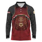Custom Egypt Football Long Sleeve Polo Shirt Tribal Eagle With Ancient Egyptian Patterns