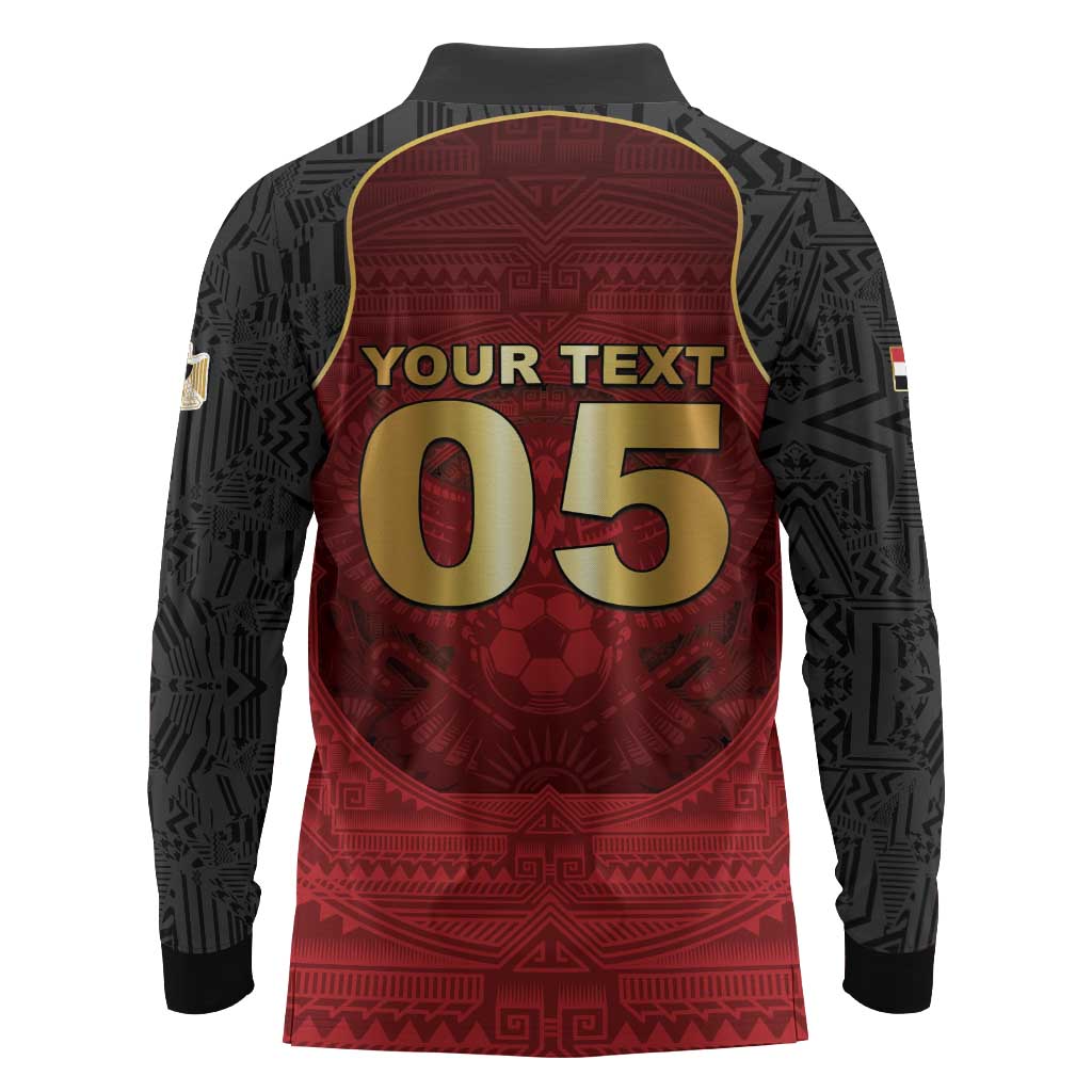 Custom Egypt Football Long Sleeve Polo Shirt Tribal Eagle With Ancient Egyptian Patterns