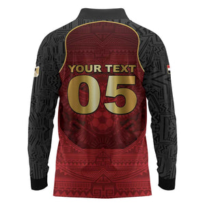 Custom Egypt Football Long Sleeve Polo Shirt Tribal Eagle With Ancient Egyptian Patterns