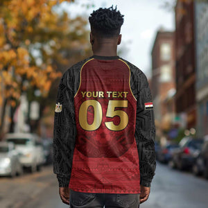 Custom Egypt Football Long Sleeve Shirt Tribal Eagle With Ancient Egyptian Patterns