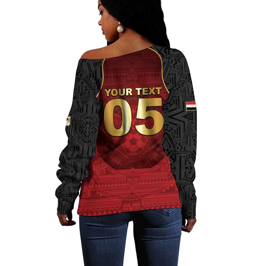 Custom Egypt Football Off Shoulder Sweater Tribal Eagle With Ancient Egyptian Patterns