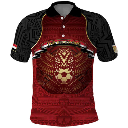 Custom Egypt Football Polo Shirt Tribal Eagle With Ancient Egyptian Patterns