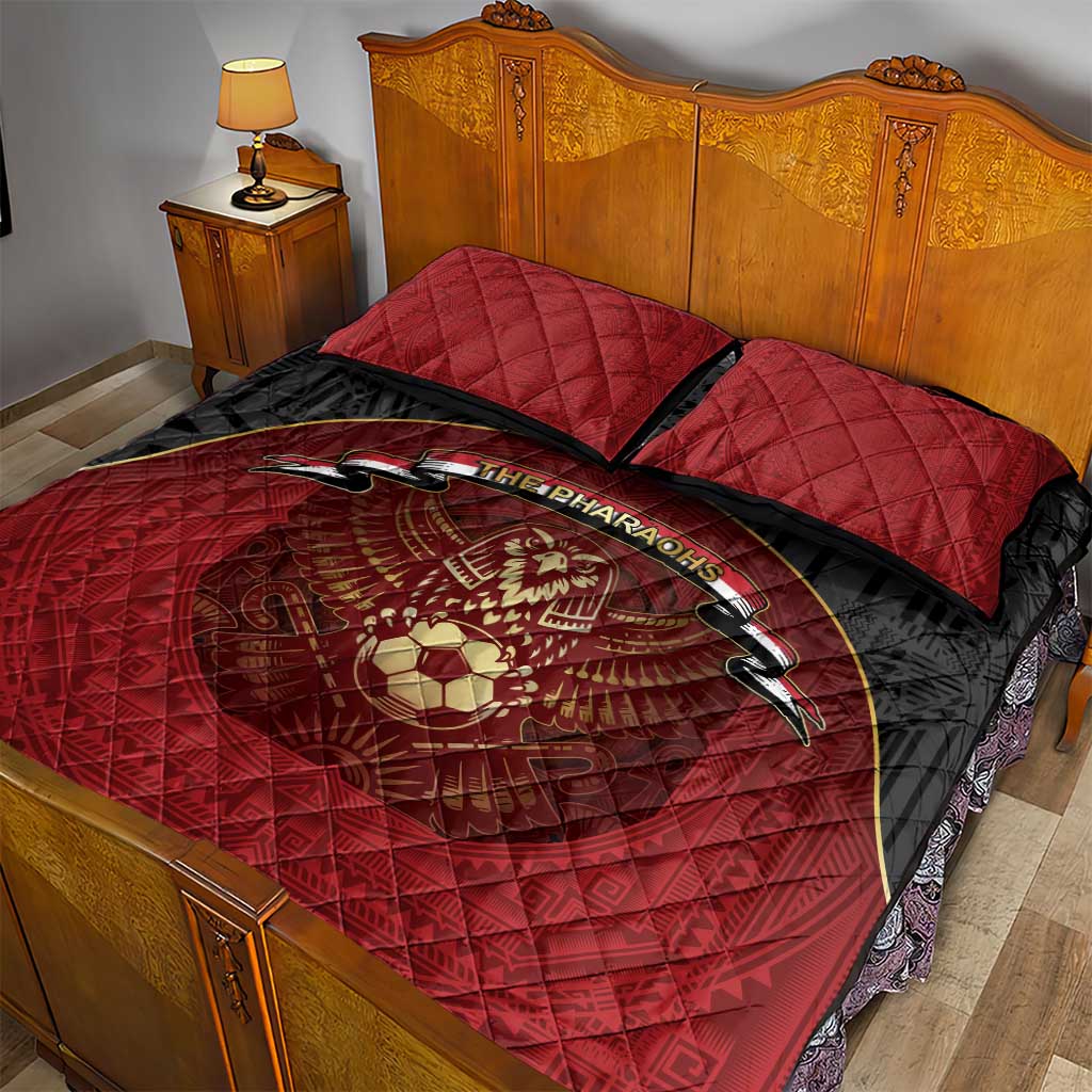 Egypt Football Quilt Bed Set Tribal Eagle With Ancient Egyptian Patterns