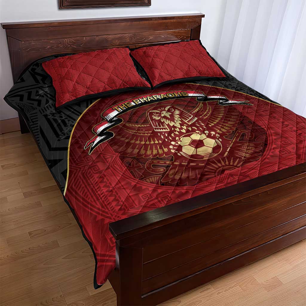 Egypt Football Quilt Bed Set Tribal Eagle With Ancient Egyptian Patterns