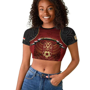 Custom Egypt Football Raglan Cropped T shirt Tribal Eagle With Ancient Egyptian Patterns