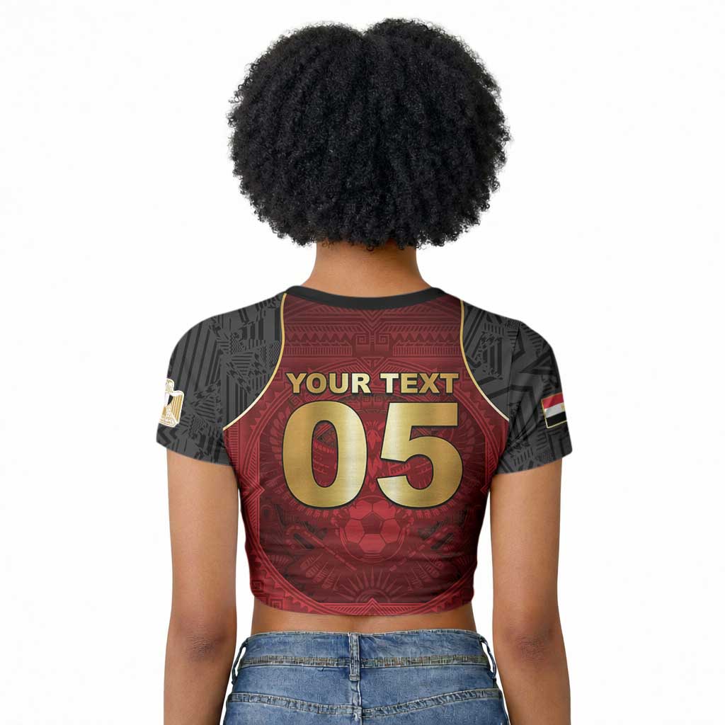Custom Egypt Football Raglan Cropped T shirt Tribal Eagle With Ancient Egyptian Patterns