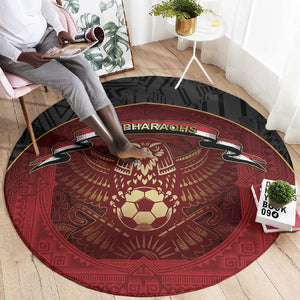 Egypt Football Round Carpet Tribal Eagle With Ancient Egyptian Patterns