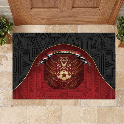 Egypt Football Rubber Doormat Tribal Eagle With Ancient Egyptian Patterns