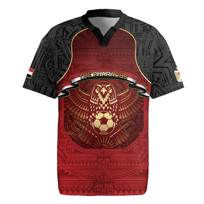 Custom Egypt Football Rugby Jersey Tribal Eagle With Ancient Egyptian Patterns