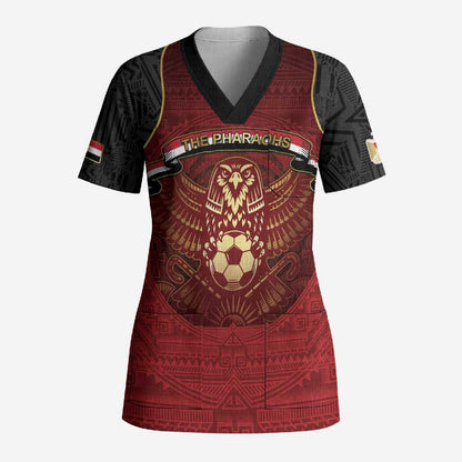 Custom Egypt Football Scrub Top Tribal Eagle With Ancient Egyptian Patterns