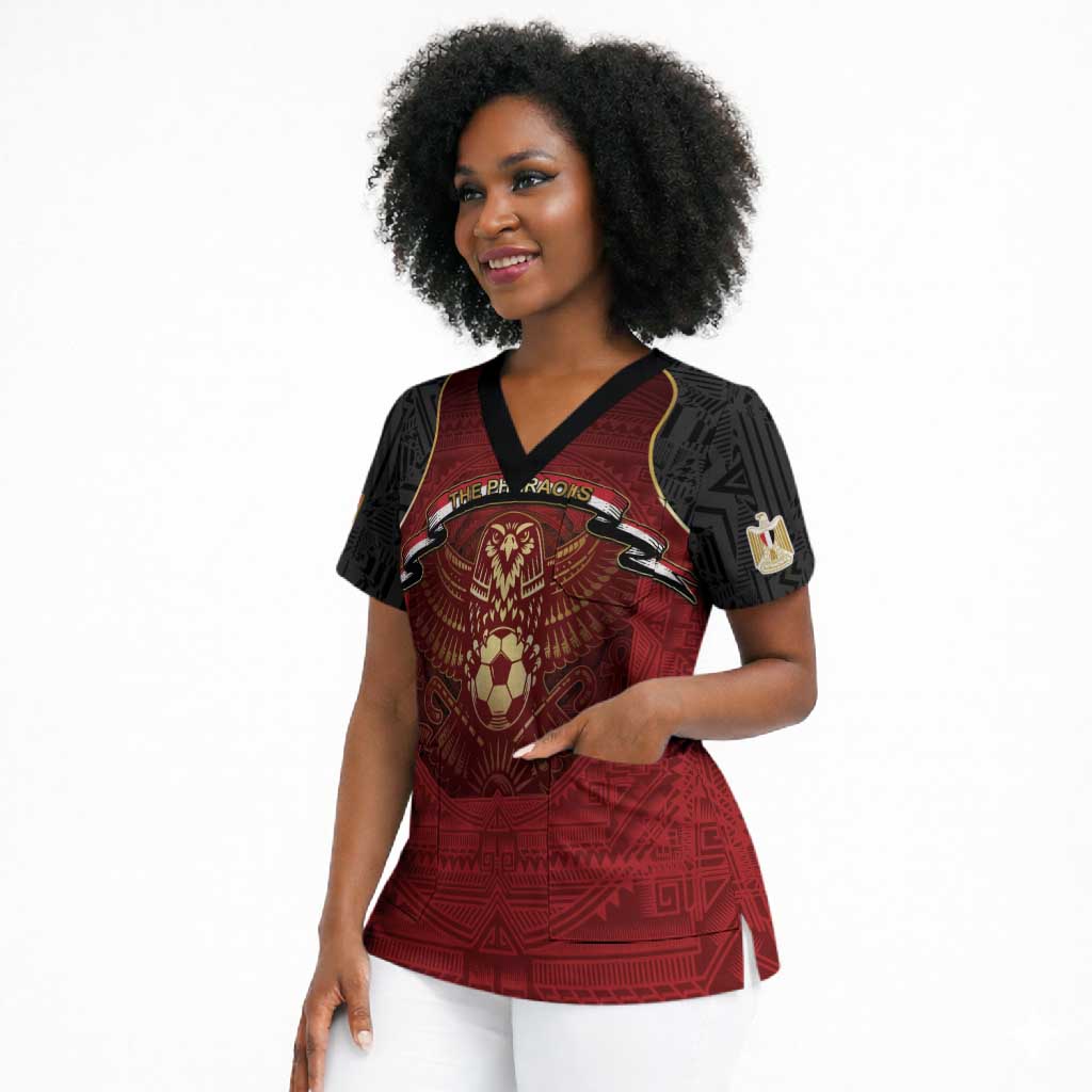 Custom Egypt Football Scrub Top Tribal Eagle With Ancient Egyptian Patterns