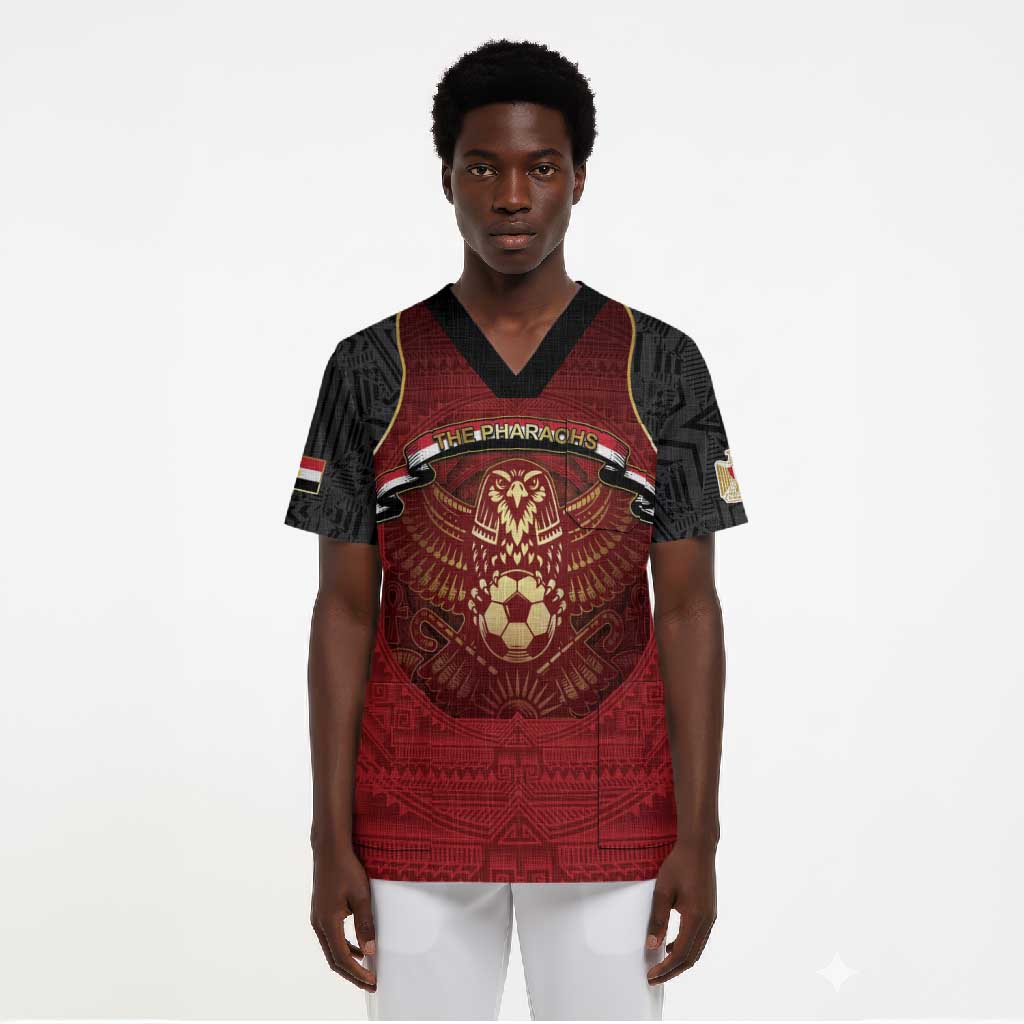 Custom Egypt Football Scrub Top Tribal Eagle With Ancient Egyptian Patterns