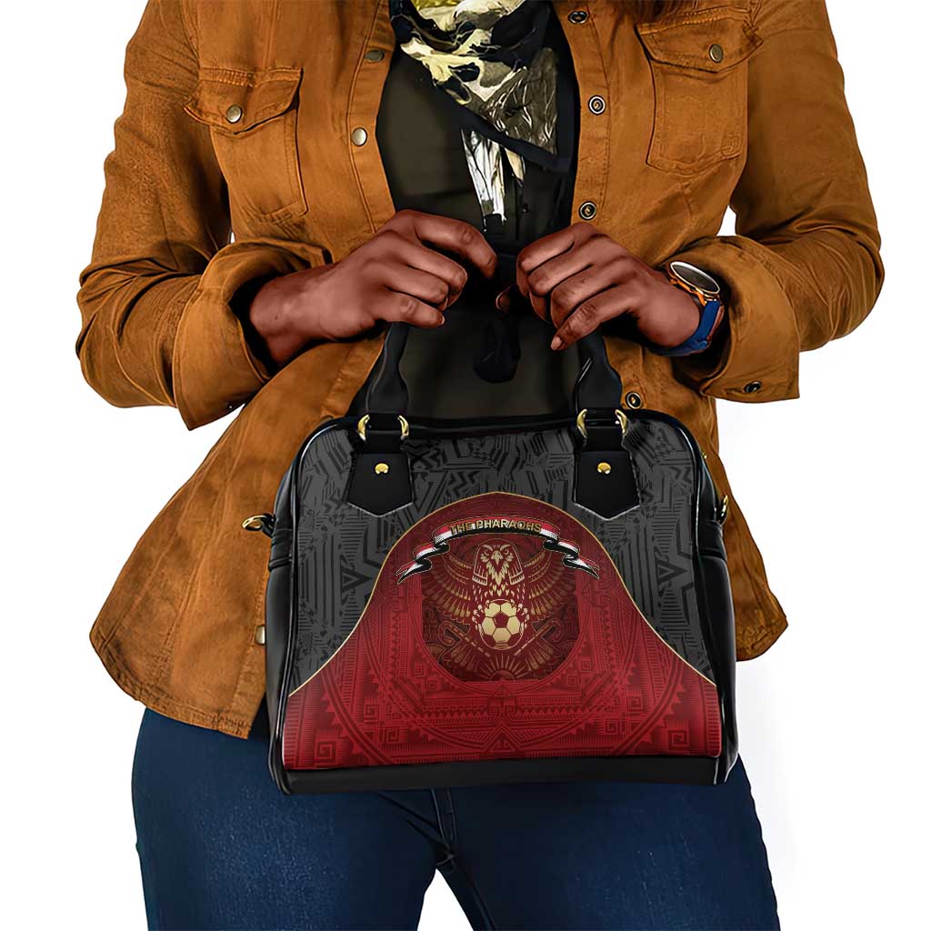 Egypt Football Shoulder Handbag Tribal Eagle With Ancient Egyptian Patterns