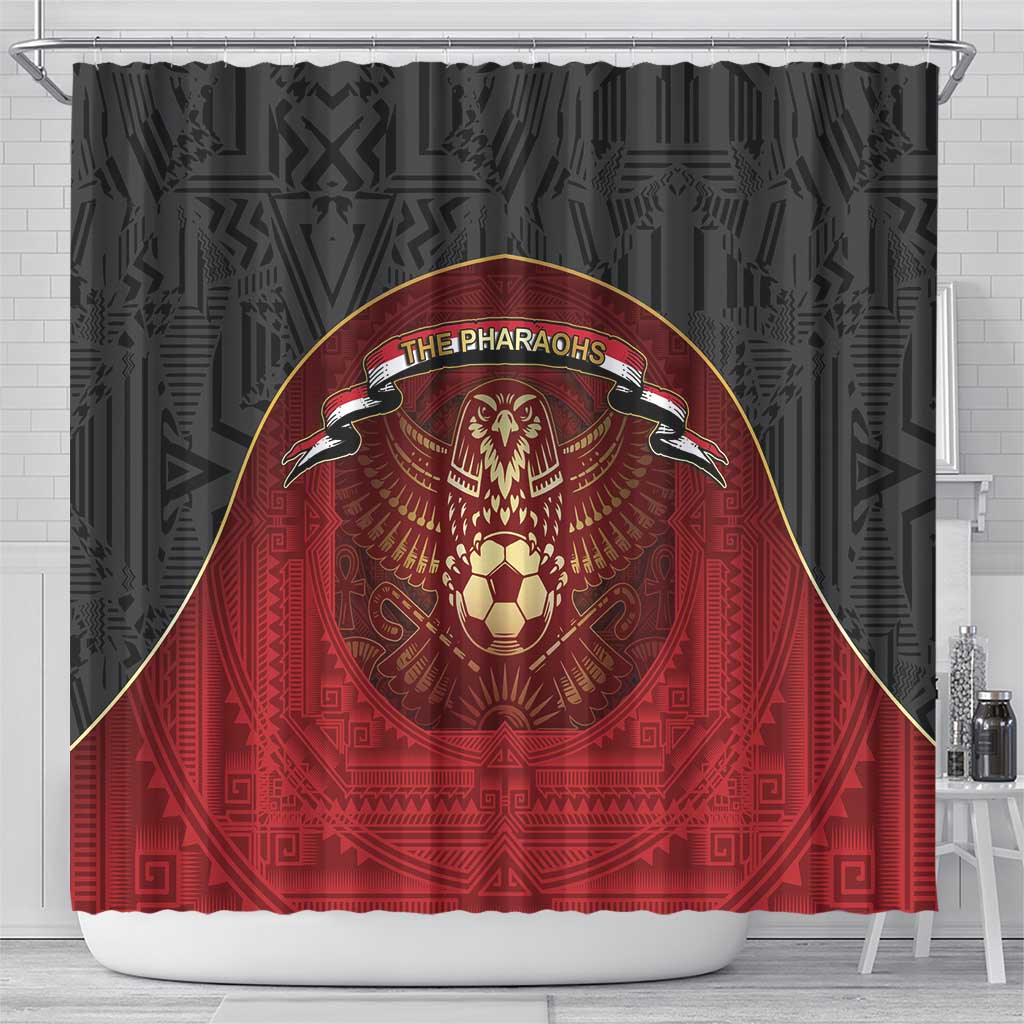 Egypt Football Shower Curtain Tribal Eagle With Ancient Egyptian Patterns