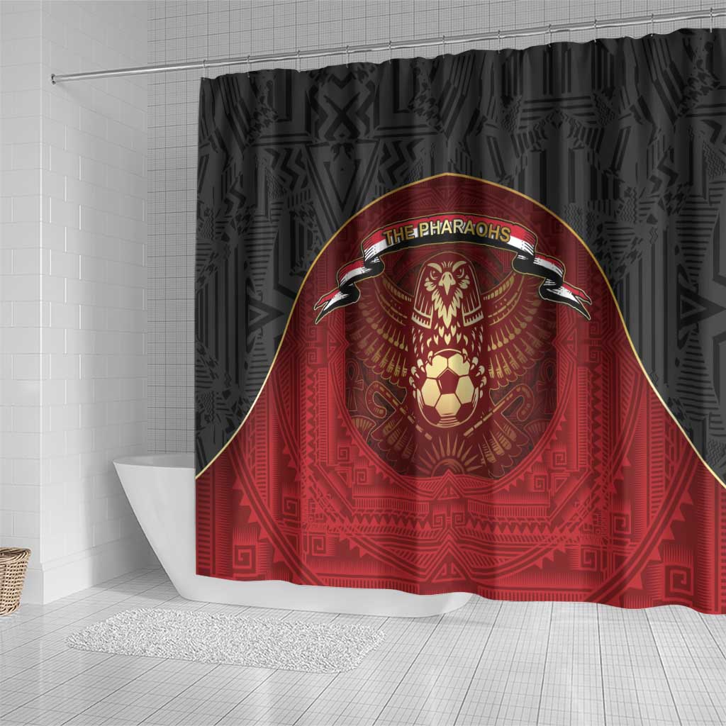 Egypt Football Shower Curtain Tribal Eagle With Ancient Egyptian Patterns