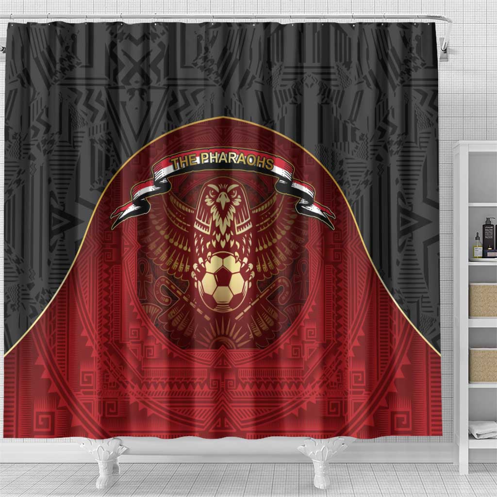 Egypt Football Shower Curtain Tribal Eagle With Ancient Egyptian Patterns