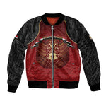 Custom Egypt Football Sleeve Zip Bomber Jacket Tribal Eagle With Ancient Egyptian Patterns