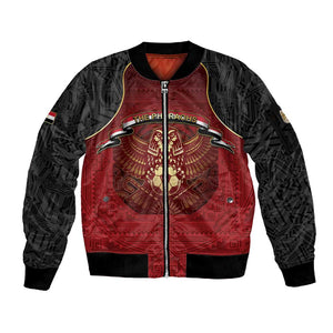 Custom Egypt Football Sleeve Zip Bomber Jacket Tribal Eagle With Ancient Egyptian Patterns