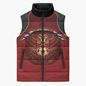 Custom Egypt Football Sleeveless Puffer Jacket Tribal Eagle With Ancient Egyptian Patterns