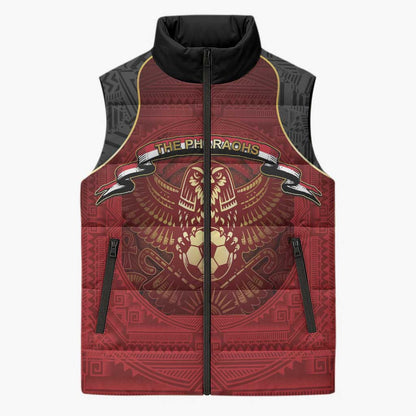 Custom Egypt Football Sleeveless Puffer Jacket Tribal Eagle With Ancient Egyptian Patterns