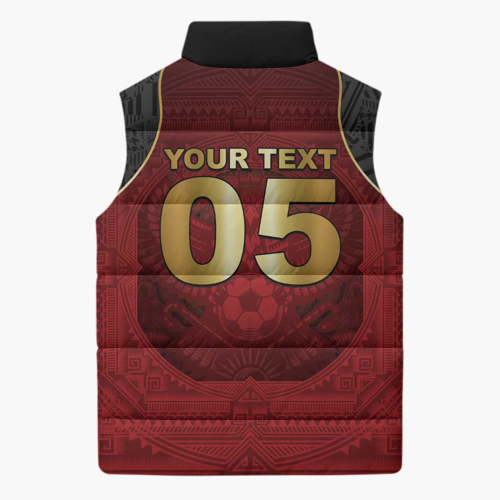 Custom Egypt Football Sleeveless Puffer Jacket Tribal Eagle With Ancient Egyptian Patterns
