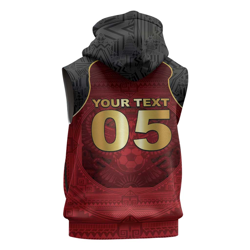 Custom Egypt Football Sleeveless Zip Hoodie Tribal Eagle With Ancient Egyptian Patterns