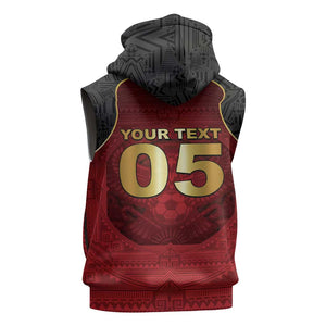 Custom Egypt Football Sleeveless Zip Hoodie Tribal Eagle With Ancient Egyptian Patterns