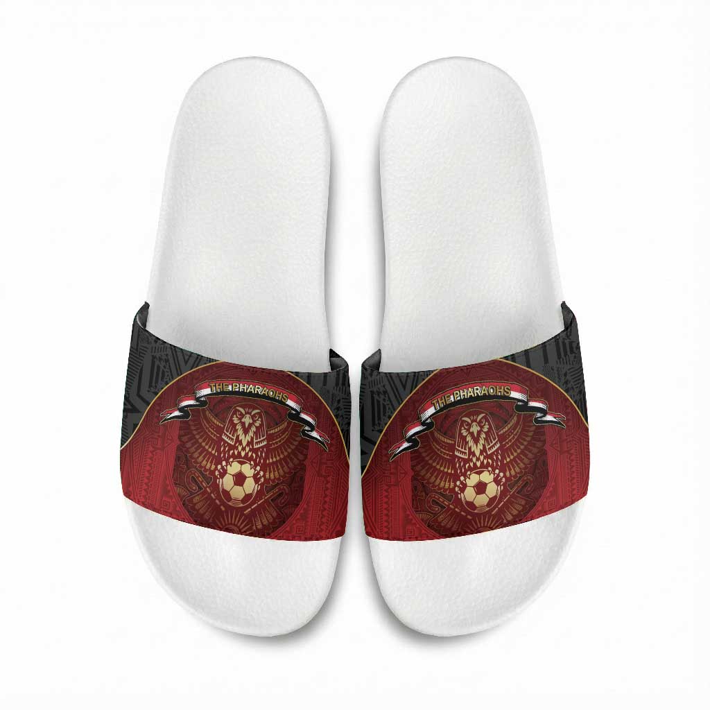 Egypt Football Slide Sandals Tribal Eagle With Ancient Egyptian Patterns