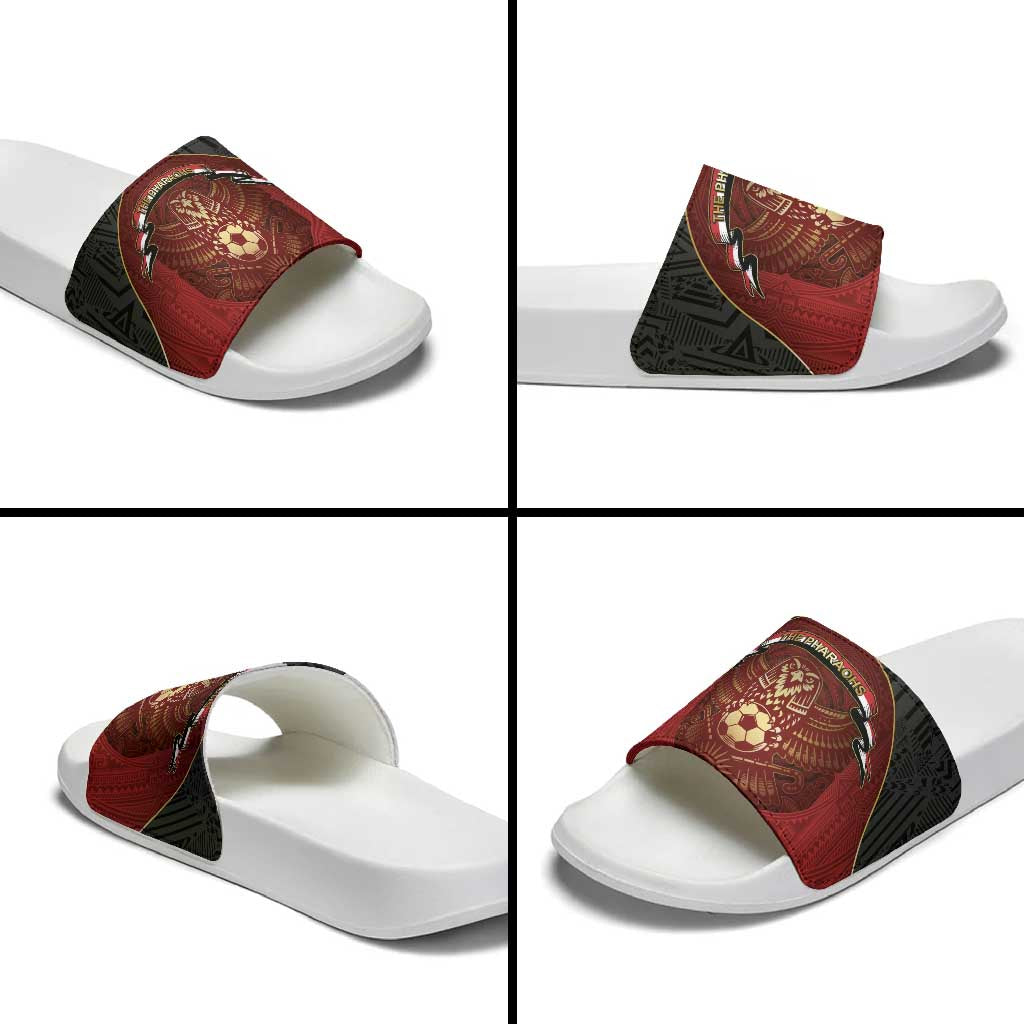 Egypt Football Slide Sandals Tribal Eagle With Ancient Egyptian Patterns