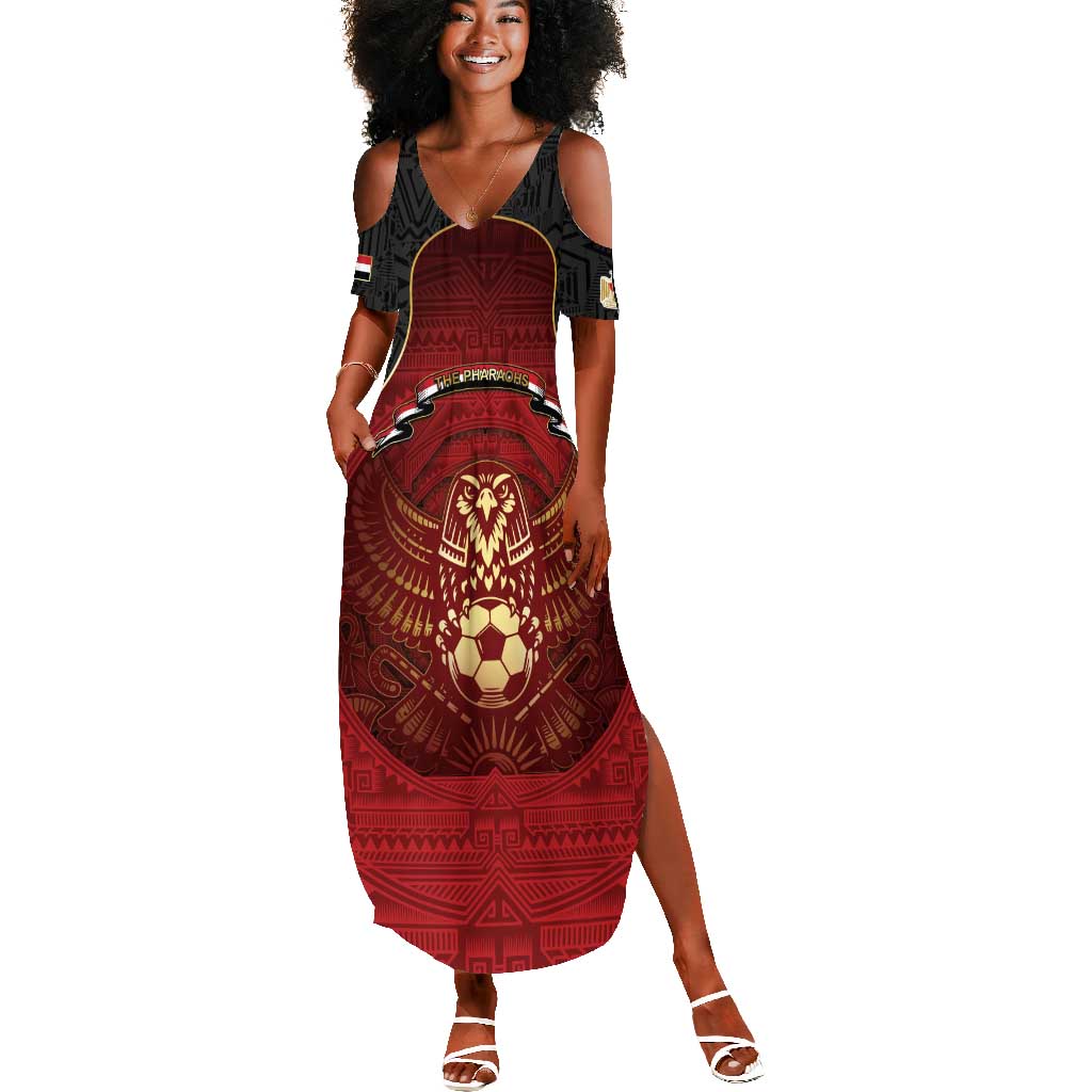Custom Egypt Football Summer Maxi Dress Tribal Eagle With Ancient Egyptian Patterns