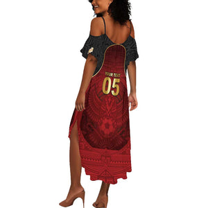 Custom Egypt Football Summer Maxi Dress Tribal Eagle With Ancient Egyptian Patterns