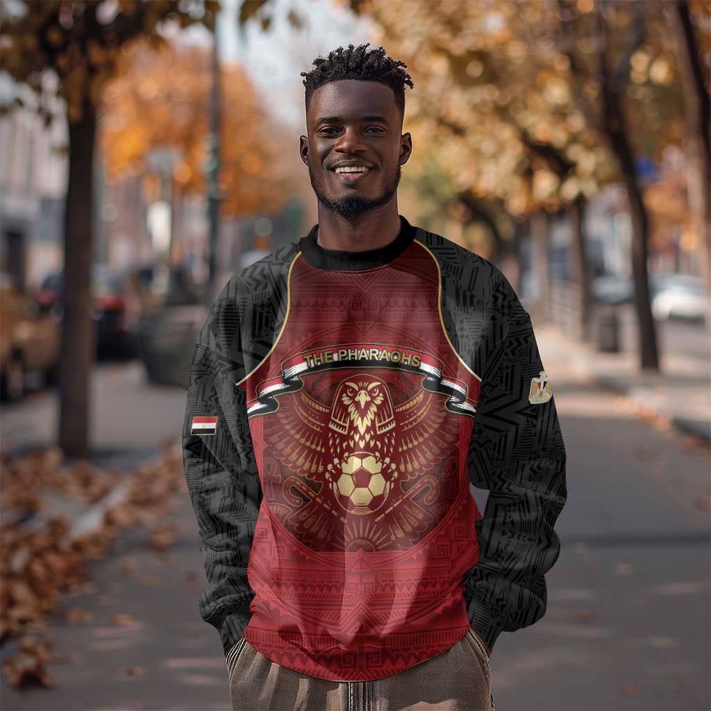 Custom Egypt Football Sweatshirt Tribal Eagle With Ancient Egyptian Patterns