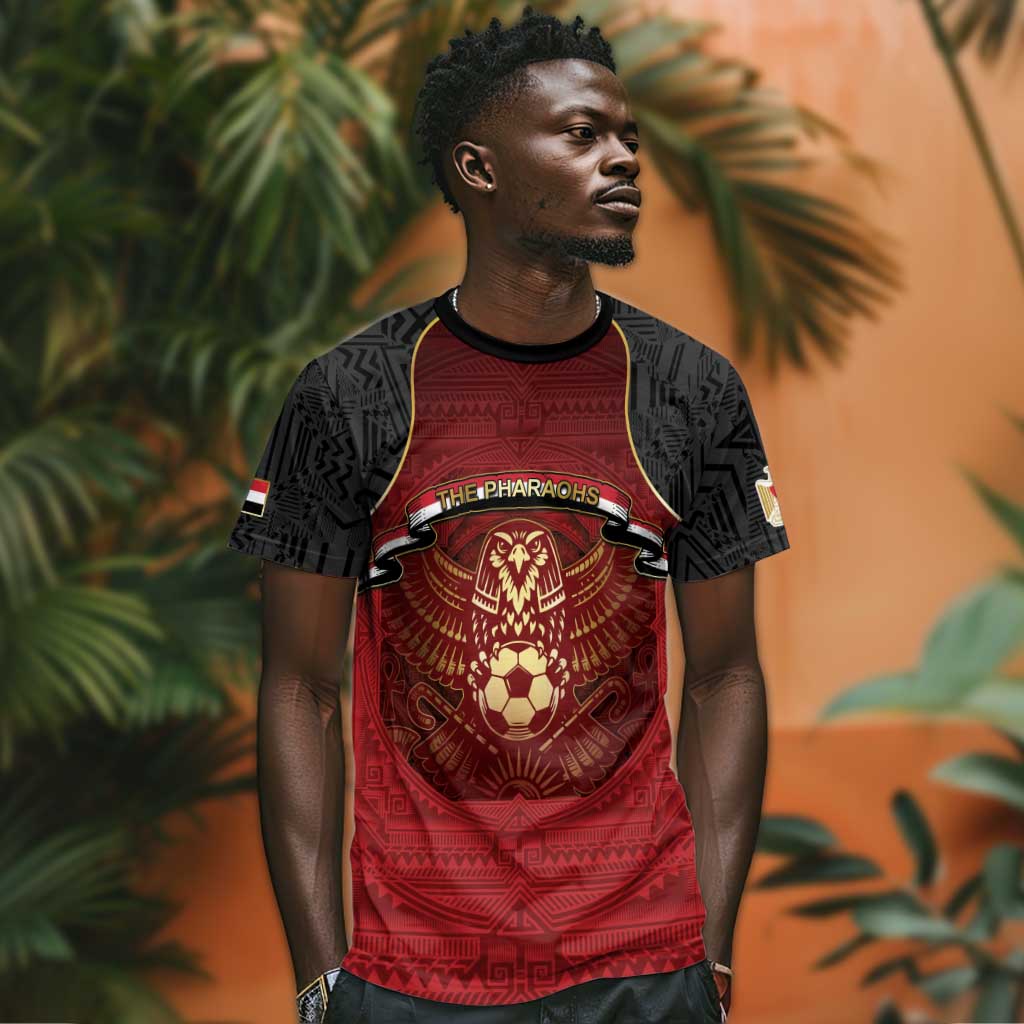 Custom Egypt Football T shirt Tribal Eagle With Ancient Egyptian Patterns