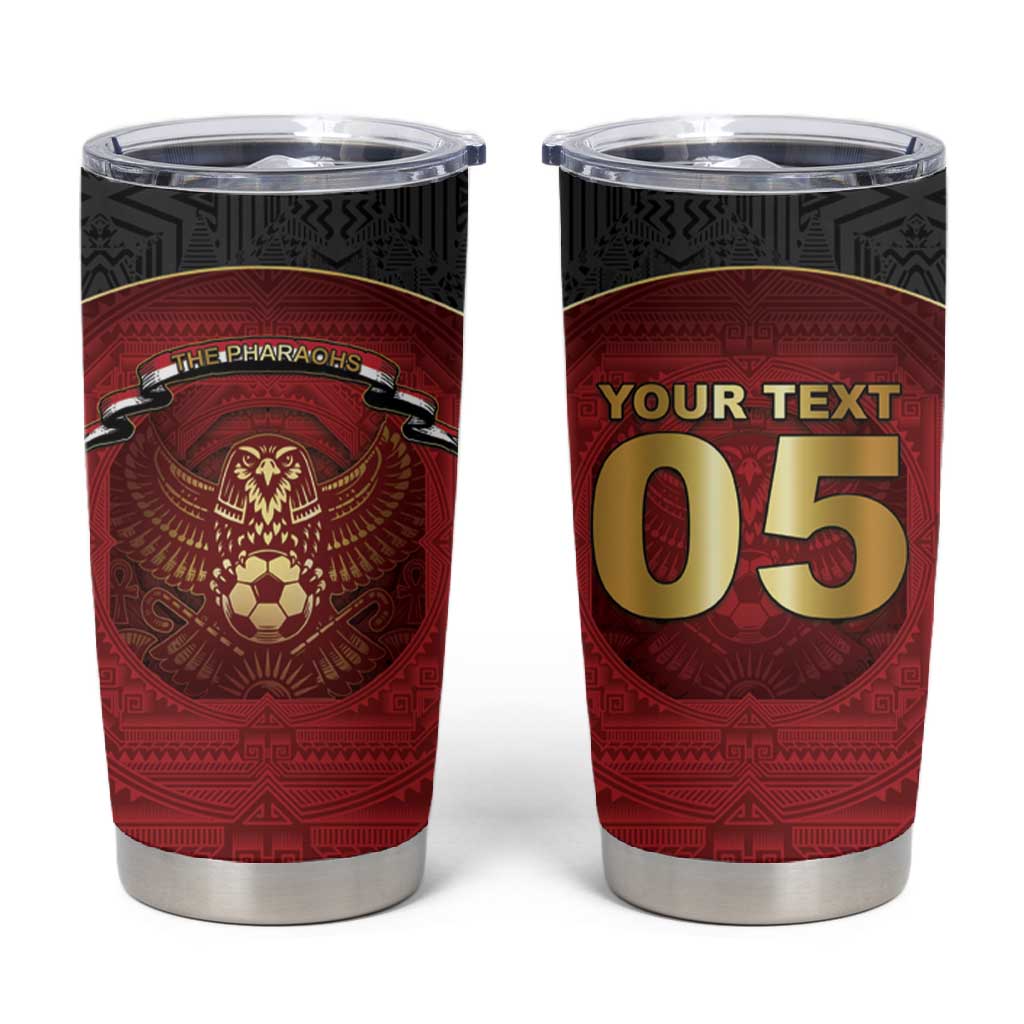 Custom Egypt Football Tumbler Cup Tribal Eagle With Ancient Egyptian Patterns