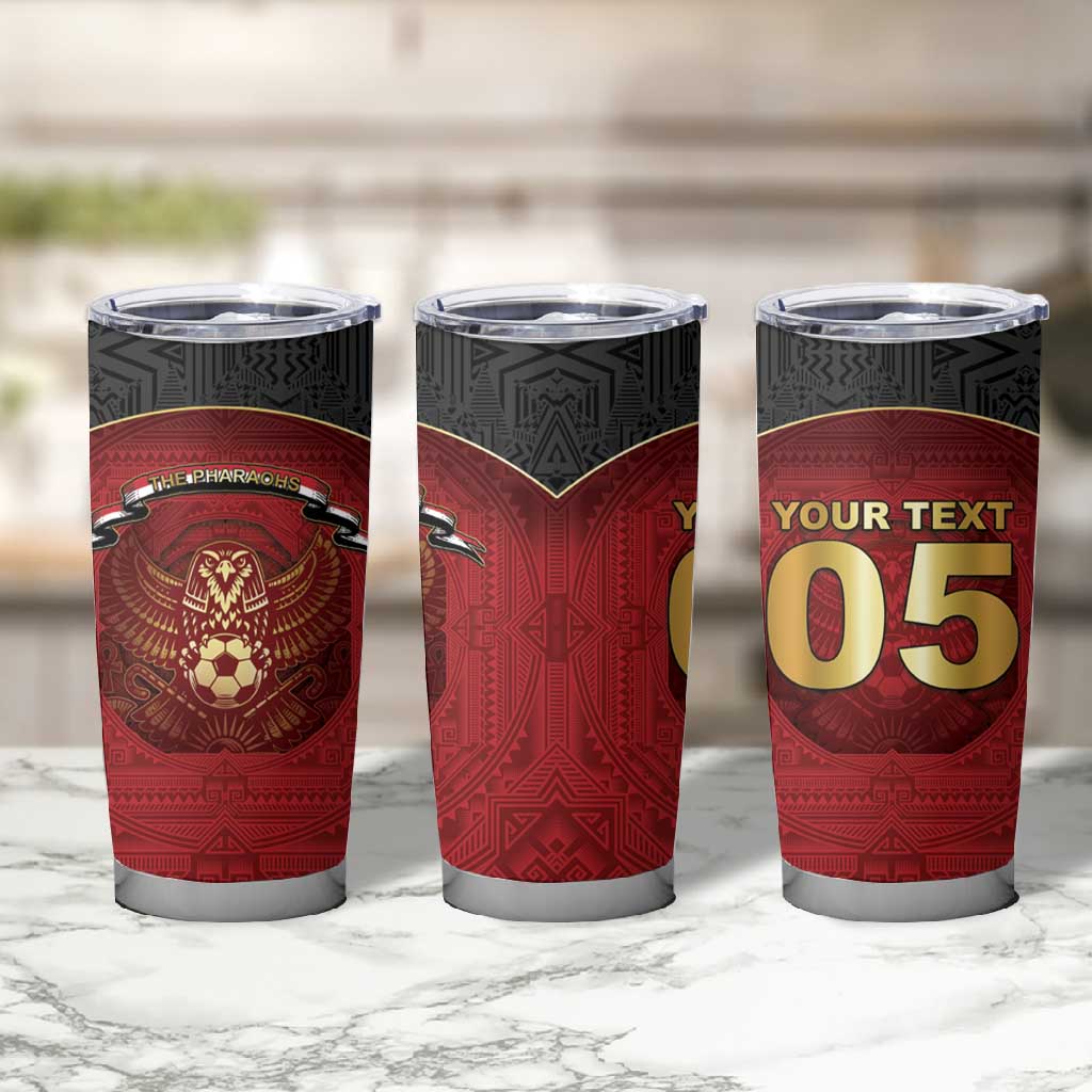 Custom Egypt Football Tumbler Cup Tribal Eagle With Ancient Egyptian Patterns