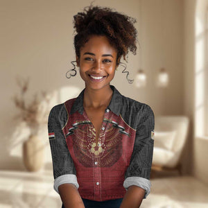 Custom Egypt Football Women Casual Shirt Tribal Eagle With Ancient Egyptian Patterns