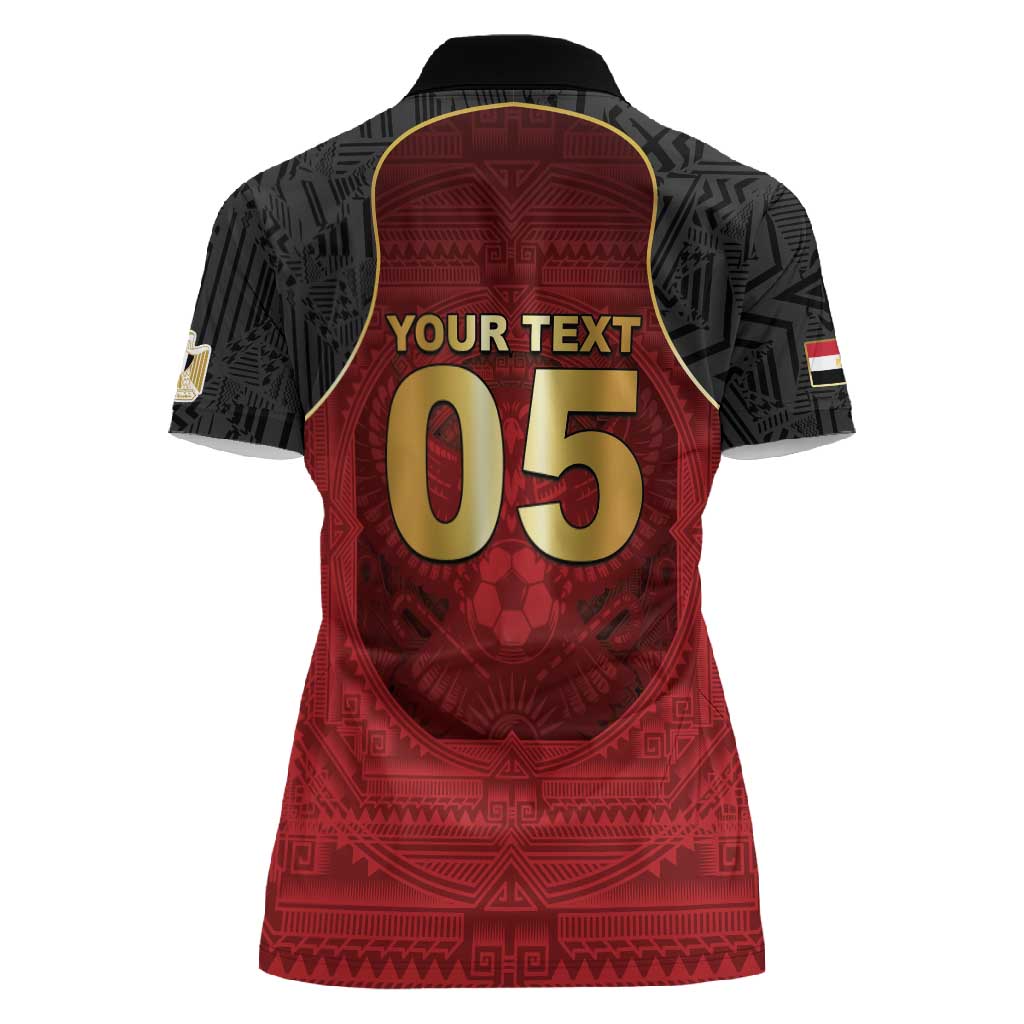 Custom Egypt Football Women Polo Shirt Tribal Eagle With Ancient Egyptian Patterns