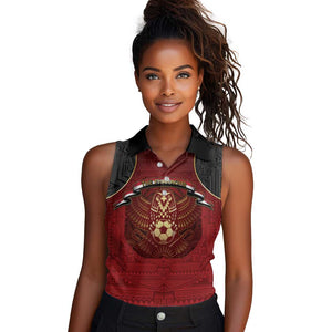 Custom Egypt Football Women Sleeveless Polo Shirt Tribal Eagle With Ancient Egyptian Patterns