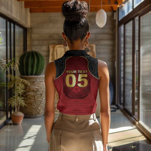 Custom Egypt Football Women Sleeveless Polo Shirt Tribal Eagle With Ancient Egyptian Patterns