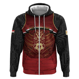 Custom Egypt Football Zip Hoodie Tribal Eagle With Ancient Egyptian Patterns