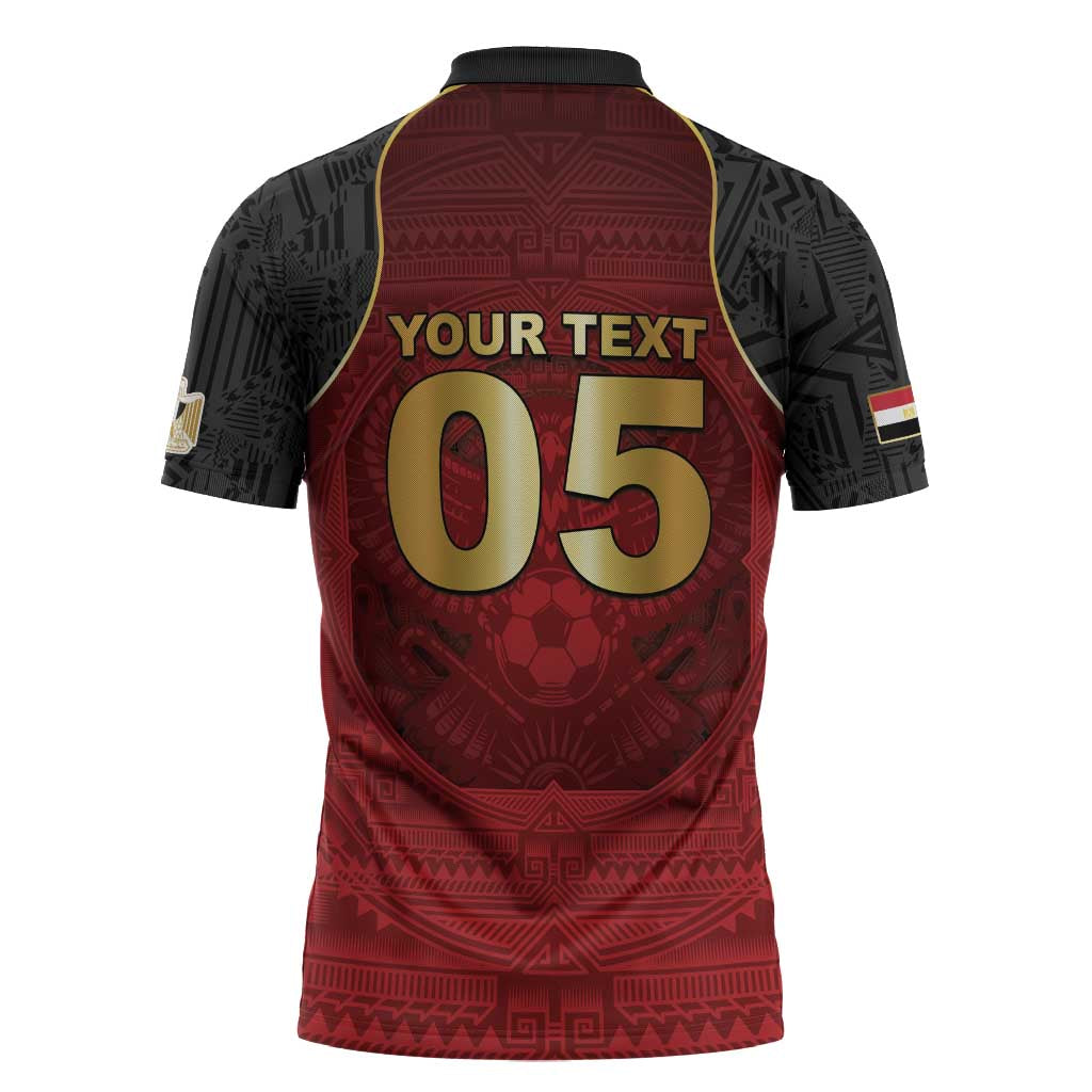 Custom Egypt Football Zipper Polo Shirt Tribal Eagle With Ancient Egyptian Patterns