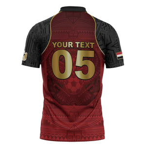 Custom Egypt Football Zipper Polo Shirt Tribal Eagle With Ancient Egyptian Patterns