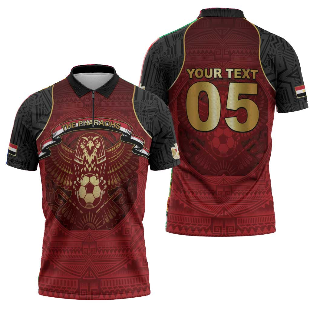 Custom Egypt Football Zipper Polo Shirt Tribal Eagle With Ancient Egyptian Patterns