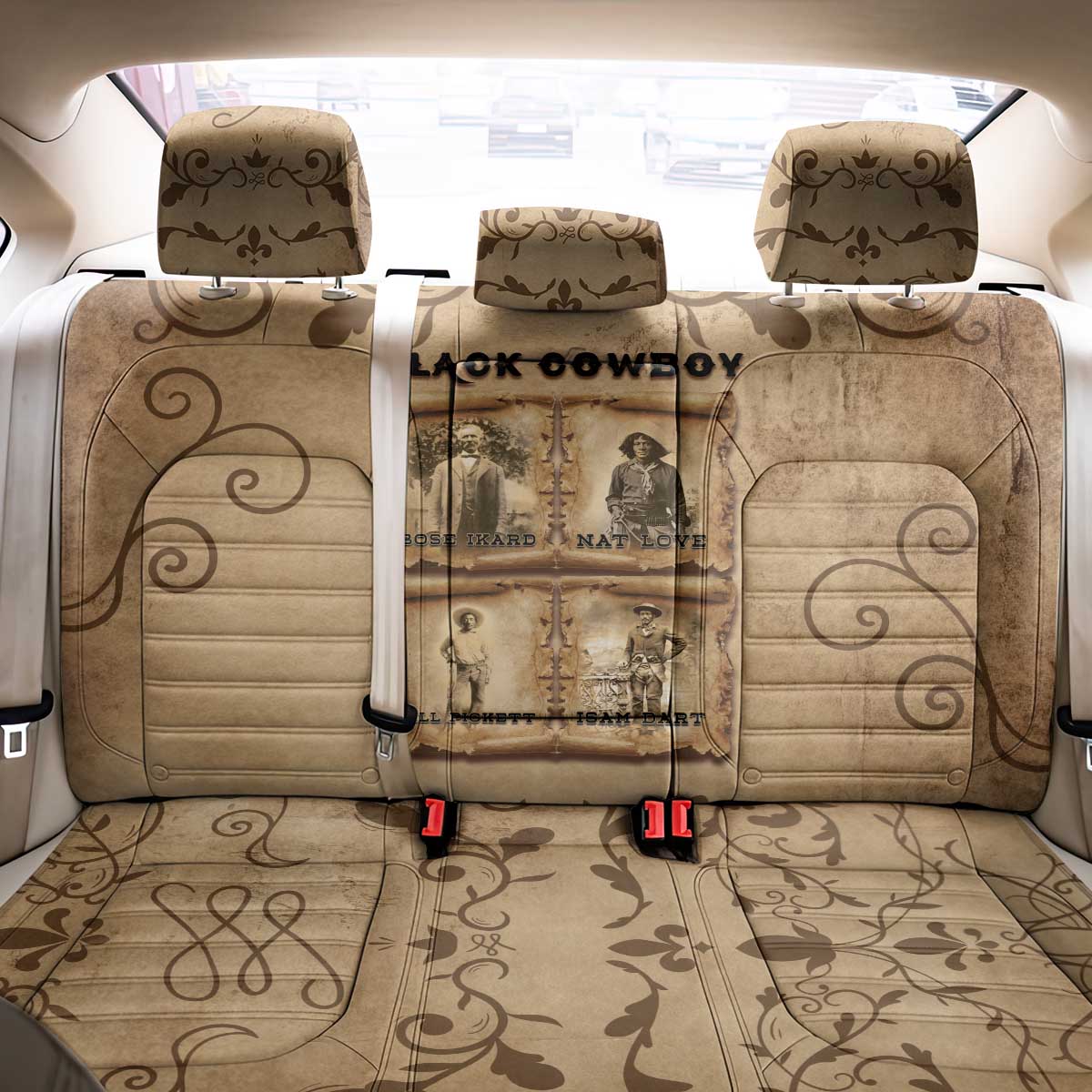 Black Cowboy Back Car Seat Cover African American Black History Western Grunge - African Pride