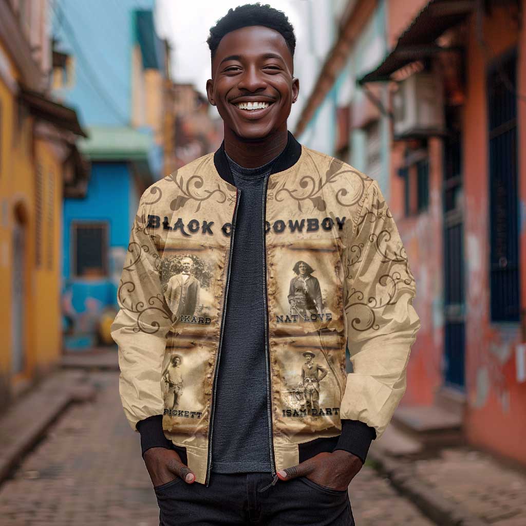 Black Cowboy Bomber Jacket African American Black History Western Grunge - African Pride