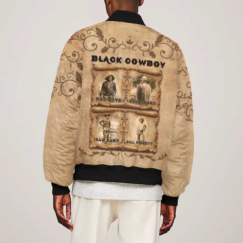 Black Cowboy Bomber Jacket African American Black History Western Grunge - African Pride