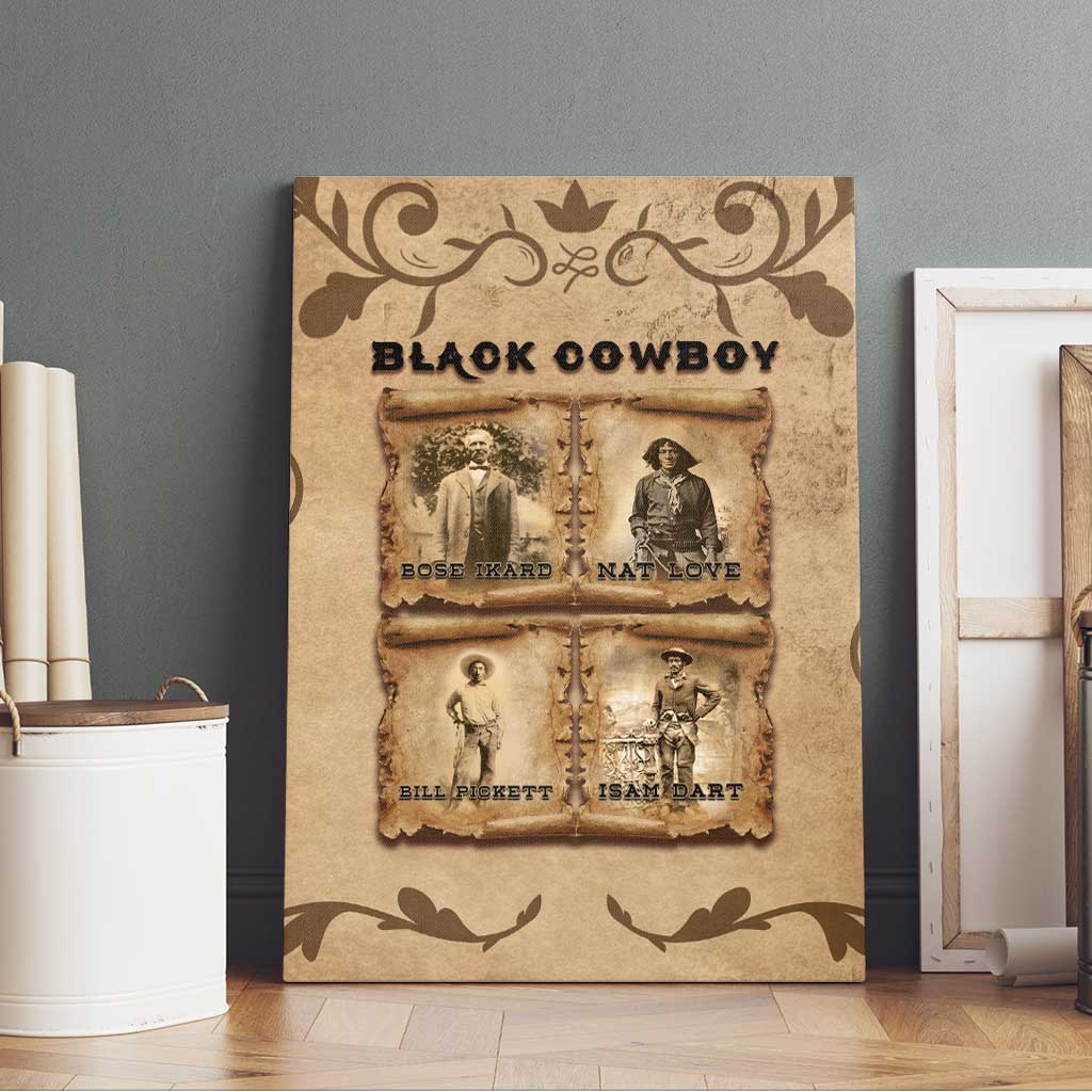 Black Cowboy Canvas Wall Art African American Black History Western Grunge - African Pride