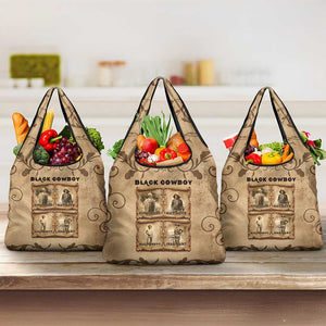 Black Cowboy Grocery Bag African American Black History Western Grunge - African Pride